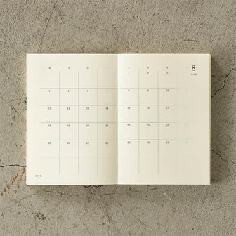 Midori MD Notebook Diary 2025 A6 (Monthly block + memo)