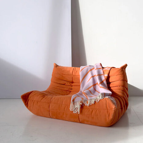 Maison Deux Lines Blanket Lilac Orange