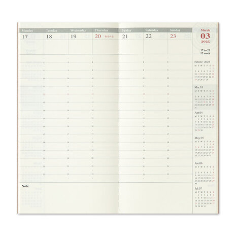 Traveler's notebook - 2025 Weekly Vertical Diary regular size