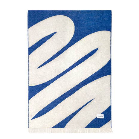 Maison Deux Swirl Blanket Blue White