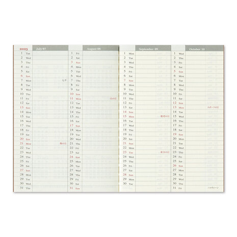 Traveler's notebook Passport Size Diary July-December  2025 Weekly Refill 